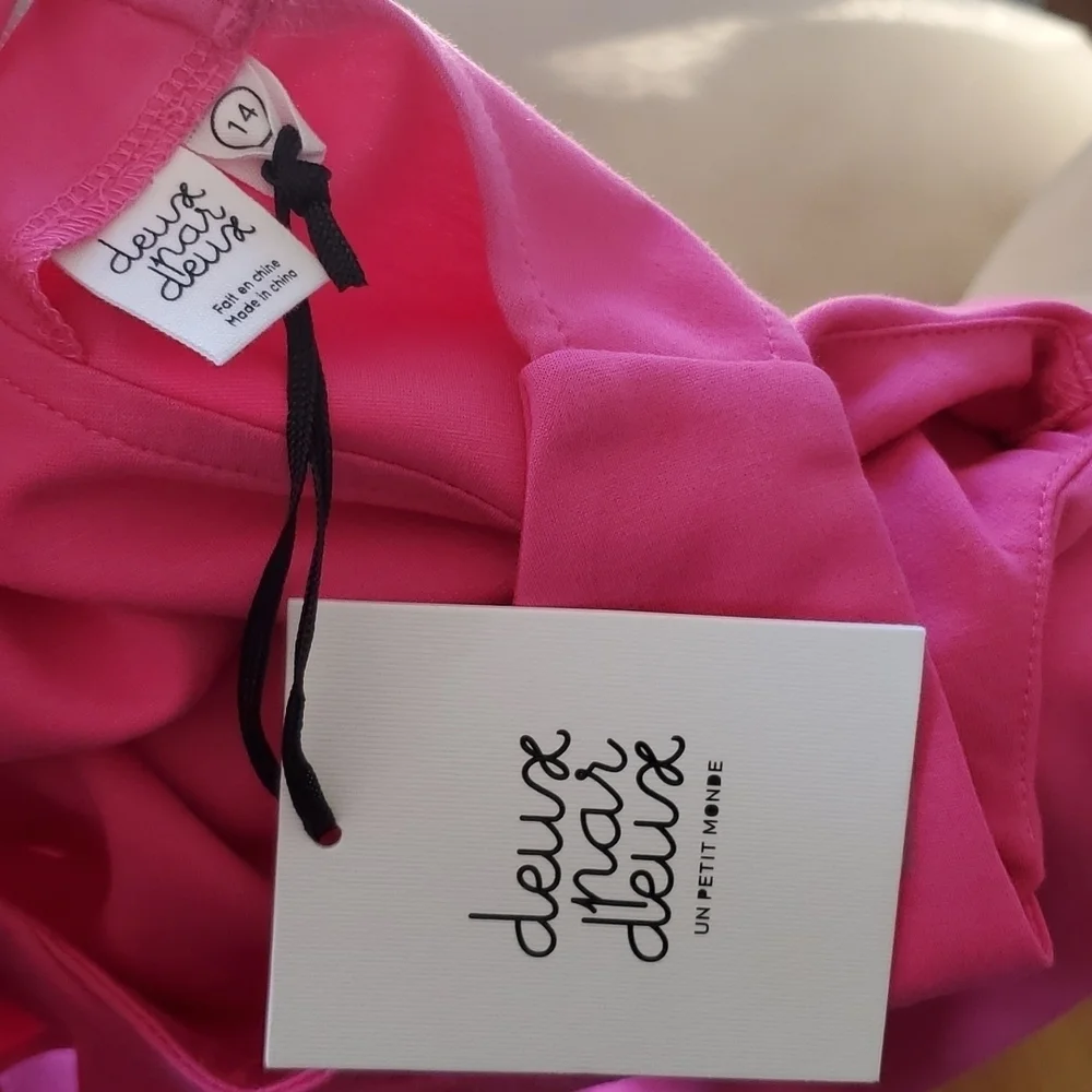 Deux Par Deux girls pink ruffle collar dress